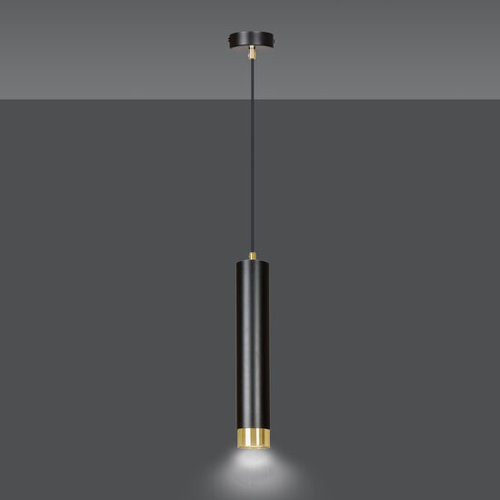Emibig Emibig Gavle tube suspendue dorée et noire GU10 réglable en hauteur - Idéal pour les intérieurs modernes