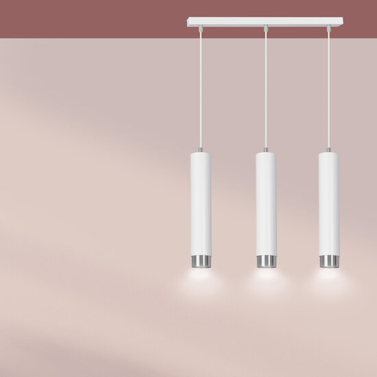 Emibig Emibig Gavle 3L blanco colgante GU10 con acabado en cromo - Iluminación ideal para cualquier espacio