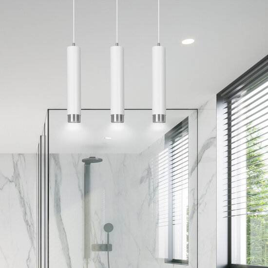 Emibig Emibig Gavle 3L blanco colgante GU10 con acabado en cromo - Iluminación ideal para cualquier espacio