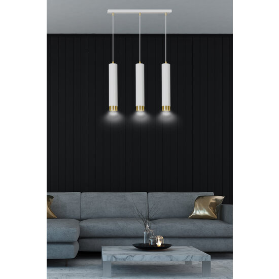 Cylindres suspendus Gavle 3L blanc et or GU10