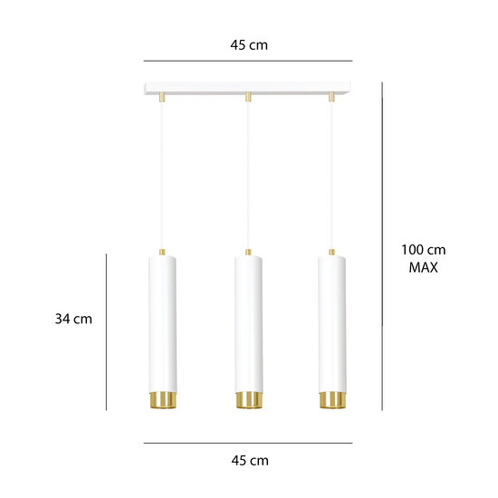 Emibig Emibig Gavle 3L wit en goud hangende cilinders GU10 - Perfect voor sfeervolle verlichting in uw slaapkamer