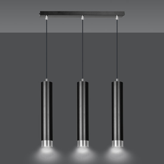 Gavle 3L black GU10 pendant boiler with chrome finish