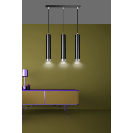 Gavle 3L black GU10 pendant boiler with chrome finish