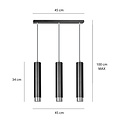 Emibig Emibig Gavle 3L zwarte pendelkoker GU10 met chroom afwerking - Perfecte verlichting voor elke ruimte