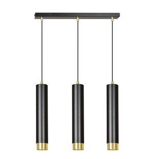 Gavle 3L black and gold hanging cylinders GU10