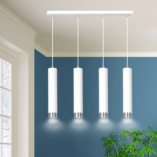 Gavle 4L witte pendelkoker GU10 met chroom afwerking