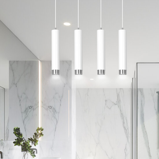 Gavle 4L witte pendelkoker GU10 met chroom afwerking