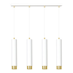 Lampe à suspension Gavle 4L blanche et dorée tubes GU10