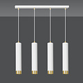 Lampe à suspension Gavle 4L blanche et dorée tubes GU10