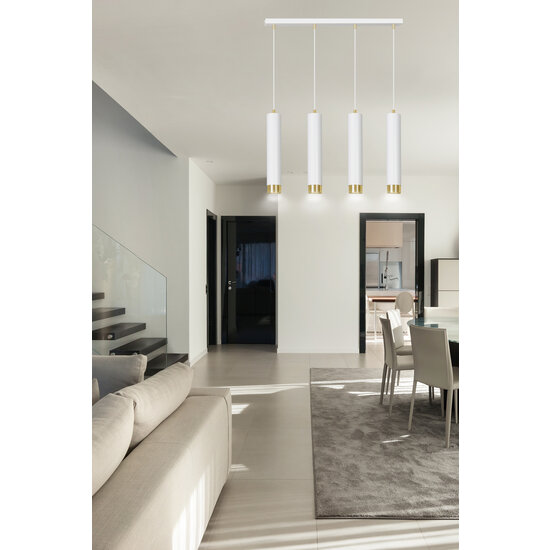Gavle 4L wit en goud hanglamp GU10 kokers