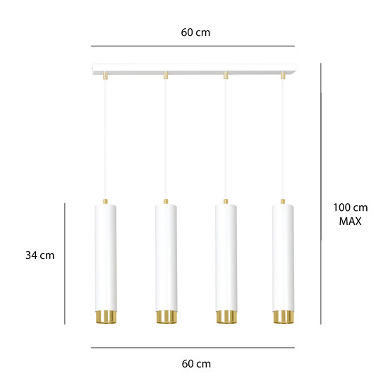 Gavle 4L wit en goud hanglamp GU10 kokers