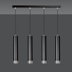 Gavle 4L negro colgante GU10 con acabado en cromo