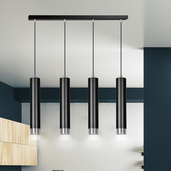 Gavle 4L black GU10 pendant boiler with chrome finish