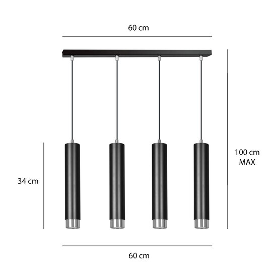 Emibig Emibig Gavle 4L schwarzer GU10-Hängekessel mit Chromoberfläche - Ideal für moderne Innenräume