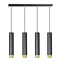Lampe à suspension Gavle 4L noire et dorée tubes GU10
