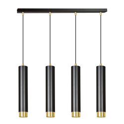 Lampe à suspension Gavle 4L noire et dorée tubes GU10