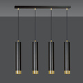 Lampe à suspension Gavle 4L noire et dorée tubes GU10