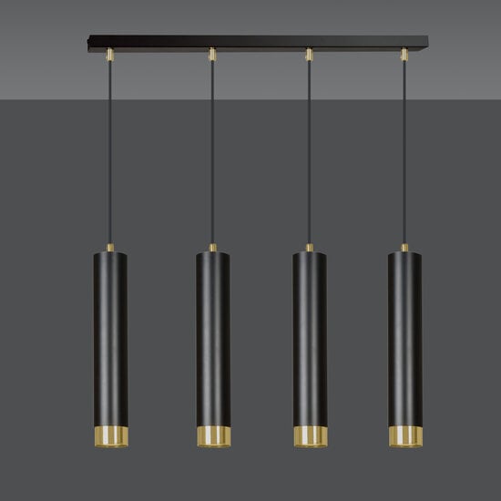 Emibig Gavle 4L Hängeleuchte in Schwarz und Gold mit GU10-Röhren - Ideal für moderne Innenräume