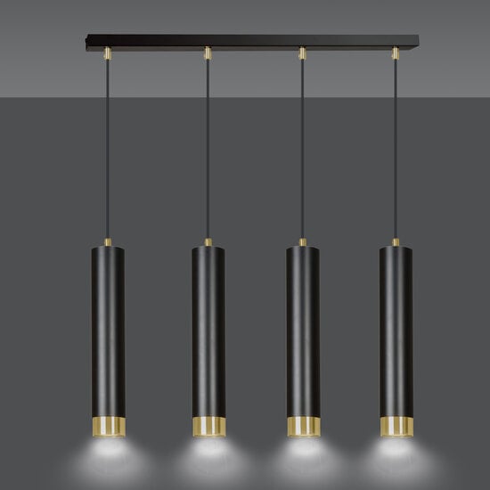 Emibig Gavle 4L Hängeleuchte in Schwarz und Gold mit GU10-Röhren - Ideal für moderne Innenräume
