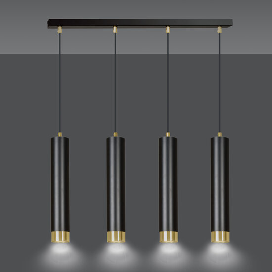 Gavle 4L zwart en goud hanglamp GU10 kokers