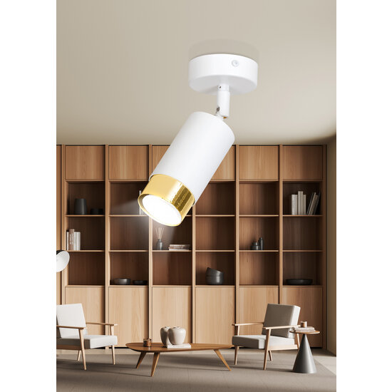 Boras white with gold finish ceiling spotlight orientable GU10