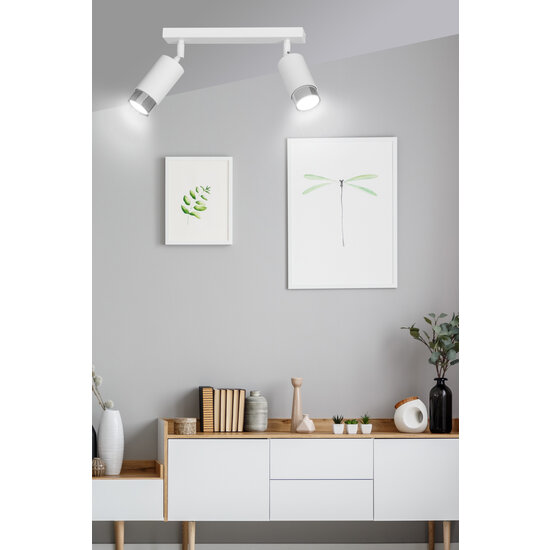 Boras double ceiling spotlight GU10 white and chrome luxury finish