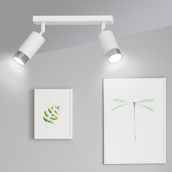 Emibig Emibig Boras dubbele plafondspot GU10 wit en chroom luxe afwerking - Perfect voor moderne interieurs