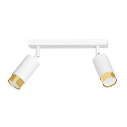 Foco de techo Boras doble blanco acabado dorado orientable GU10