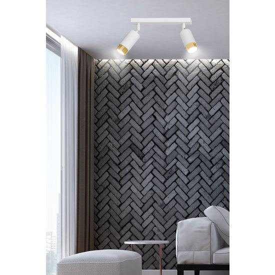 Emibig Emibig Boras double spot plafond blanc avec finition dorée orientable GU10 - Éclairage idéal pour les intérieurs modernes