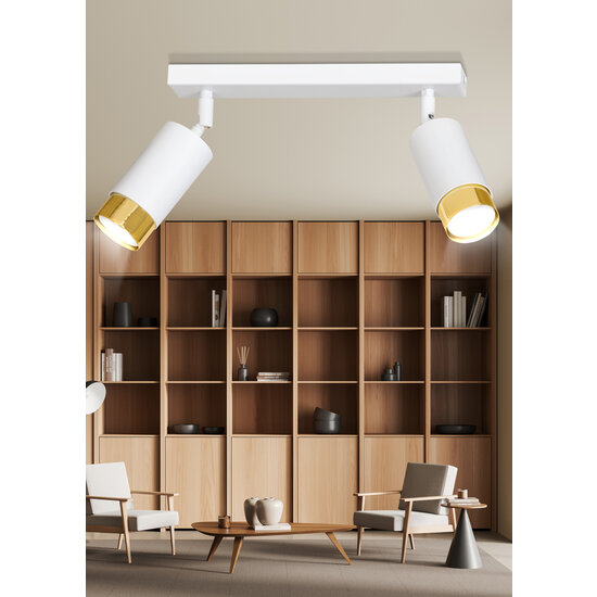 Boras doppelter Deckenstrahler in Weiß mit Gold-Finish, ausrichtbar, GU10