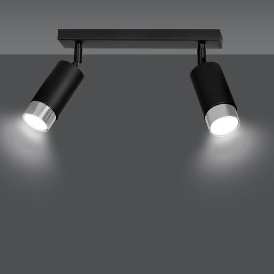 Emibig Emibig Boras 2L foco de techo negro GU10 con acabado de lujo en cromo - Ideal para interiores modernos