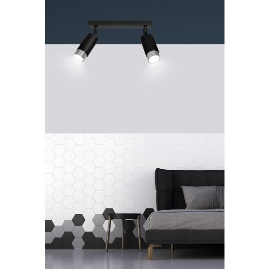 Emibig Emibig Boras 2L zwarte plafondspot GU10 met chroom luxe afwerking - Perfect voor moderne interieurs