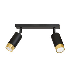 Boras 2L black with gold finish ceiling spotlight orientable GU10