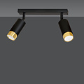 Boras 2L black with gold finish ceiling spotlight orientable GU10