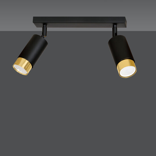 Spot de plafond Boras 2L noir finition dorée orientable GU10