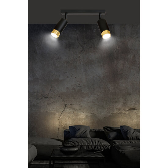 Boras 2L black with gold finish ceiling spotlight orientable GU10