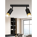 Spot de plafond Boras 2L noir finition dorée orientable GU10