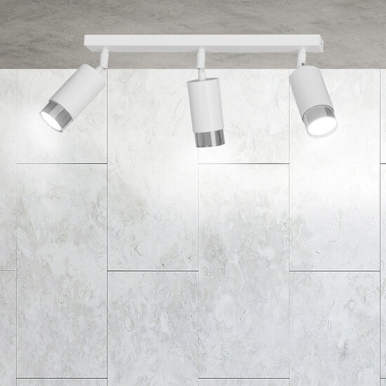 Boras 3L plafondspot GU10 wit en chroom luxe afwerking