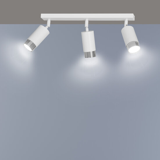 Boras 3L plafondspot GU10 wit en chroom luxe afwerking