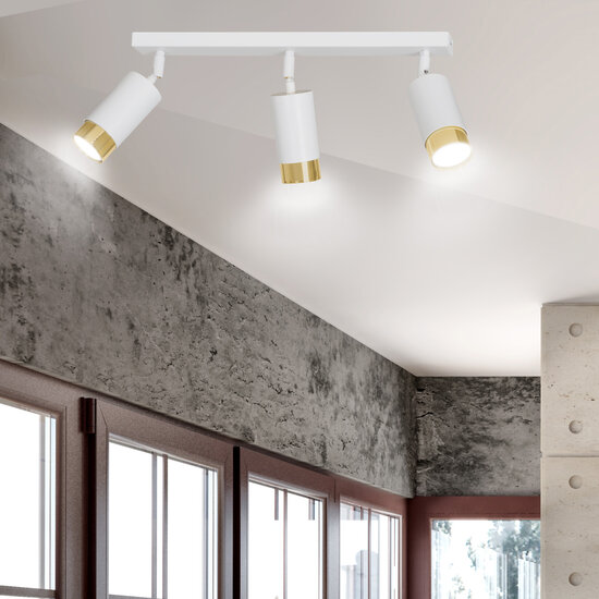 Emibig Emibig Boras 3L white with gold finish ceiling spotlight orientable GU10 - Create a stylish atmosphere in your space
