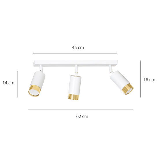 Emibig Emibig Boras 3L white with gold finish ceiling spotlight orientable GU10 - Create a stylish atmosphere in your space