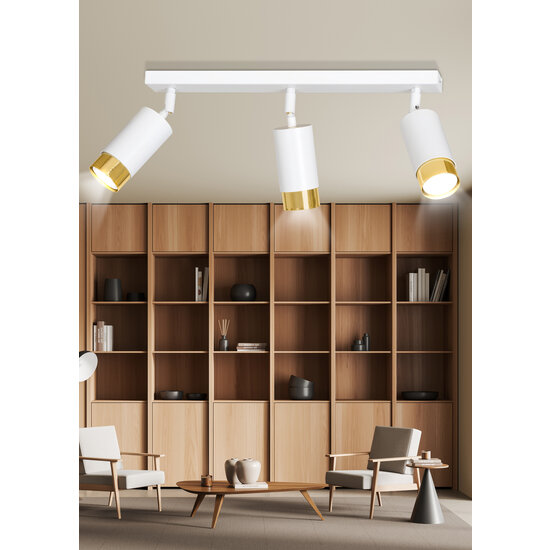 Spot de plafond Boras 3L blanc finition dorée orientable GU10