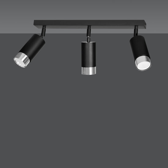 Boras 3L black ceiling spotlight GU10 with chrome luxury finish