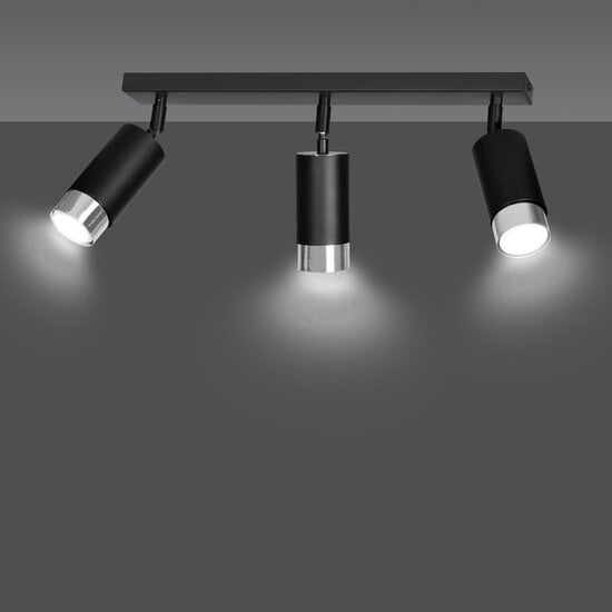Emibig Emibig Boras 3L zwarte plafondspot GU10 met chroom luxe afwerking - Perfecte verlichting voor elke ruimte