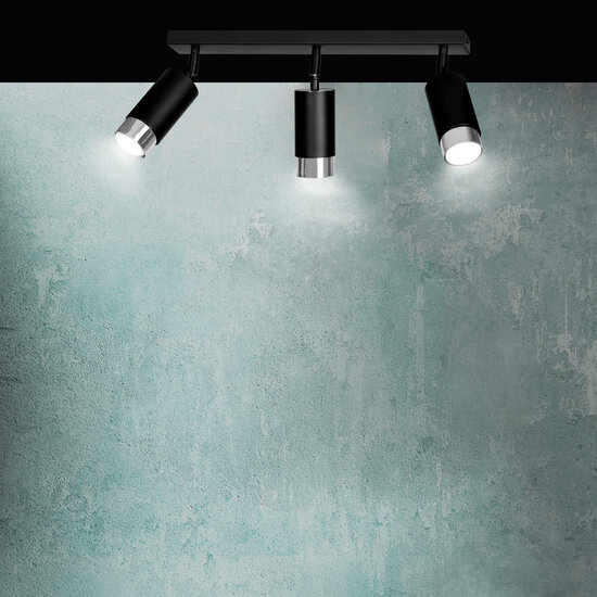 Boras 3L black ceiling spotlight GU10 with chrome luxury finish