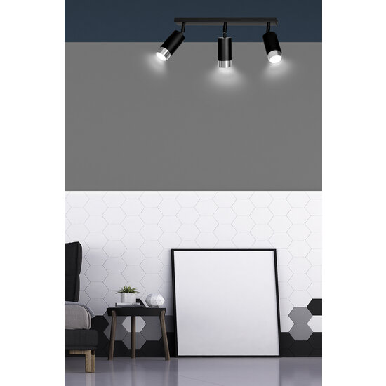 Boras 3L black ceiling spotlight GU10 with chrome luxury finish