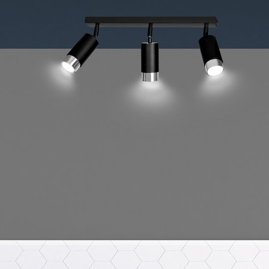 Emibig Emibig Boras 3L black ceiling spotlight GU10 with chrome luxury finish - Ideal lighting for modern interiors