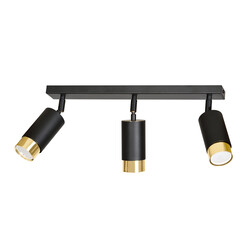 Boras 3L black with gold finish ceiling spotlight orientable GU10