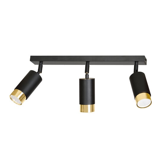 Emibig Emibig Boras 3L Deckenstrahler in Schwarz mit Gold-Finish, ausrichtbar, GU10 - Stilvolle Beleuchtung für jeden Raum