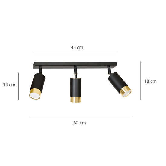 Emibig Emibig Boras 3L black with gold finish ceiling spotlight orientable GU10 - Stylish lighting for any space